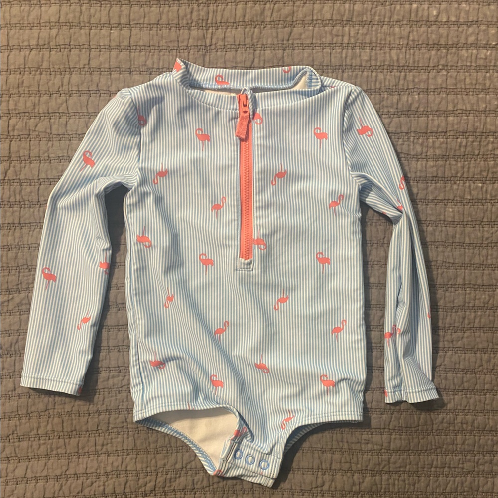 Carters - Blue and Pink Flamingo long sleeve swimsuit
